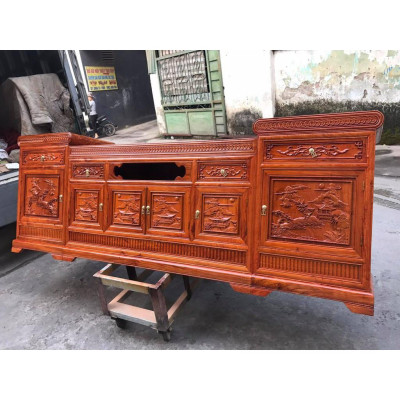 Kệ tivi mõ lõm gỗ hương đá