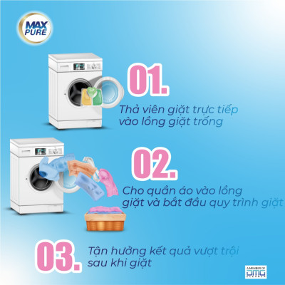 Hộp Viên Giặt Maxpure Hương Huyền Thoại 30v tặng 1 vỉ viên treo bồn cầu Evershine hương Chanh