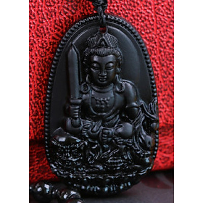 Dây Chuyền Mặt Phật Đá Phong Thủy - Phật Bản Mệnh - Phật Hộ Mệnh Cho 12 Con Giáp - Mặt Đá Obsidian Mạng Lại Sự May Mắn Bình An