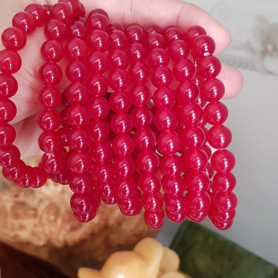 Vòng tay nữ đá mã não đỏ hạt 8mm tươi đậm bóng đẹp Nữ mệnh hỏa mệnh thổ đeo đẹp xinh xinh tay Vòng màu này Nữ lớn nhỏ bé đeo được hết đeo vòng đỏ cho may mắn cả năm xinh đẹp tay ạ