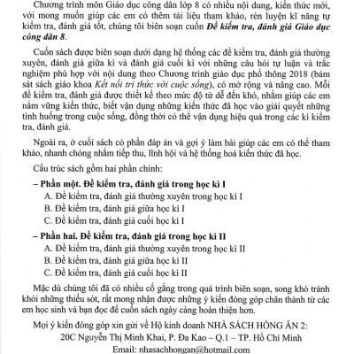 Đề Kiểm Tra, Đánh Giá Giáo Dục Công Dân 8 (Dùng Kèm SGK Kết Nối Tri Thức Với Cuộc Sống) _HA