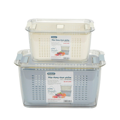 Combo 2 hộp đựng thực phẩm 2 lớp Hokori , Hộp bảo quản thức ăn có lỗ thoát nước Việt Nhật tiện lợi, an toàn - Hàng chính hãng