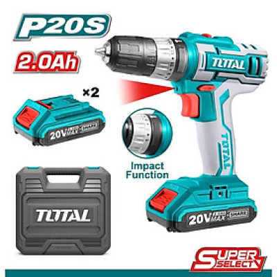 MÁY KHOAN BÚA DÙNG PIN 20V (2 pin 2.0Ah + sạc) TOTAL TIDLI201452 - HÀNG CHÍNH HÃNG