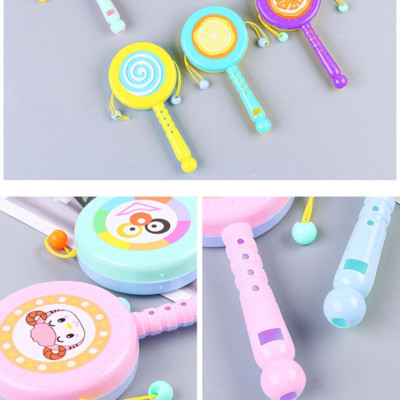 Trống cho bé – Trống lục lạc cho bé in hình ngộ nghĩnh chất liệu nhựa ABS (đồ chơi lục lạc)