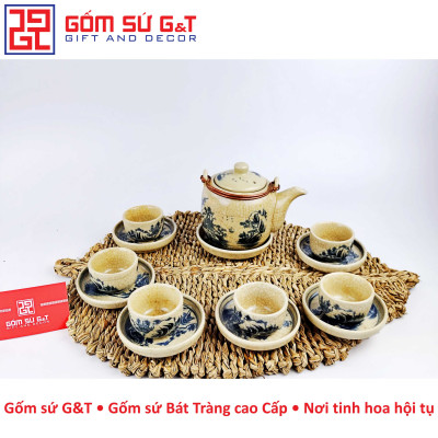 Bộ trà men rạn sơn thủy dáng vại Gốm Sứ G&T