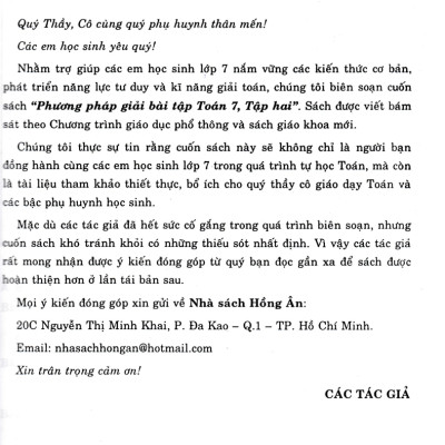 Sách tham khảo- Phương Pháp Giải Bài Tập Toán 7 - Tập 2 (Dùng Kèm SGK Kết Nối Tri Thức Với Cuộc Sống)_HA