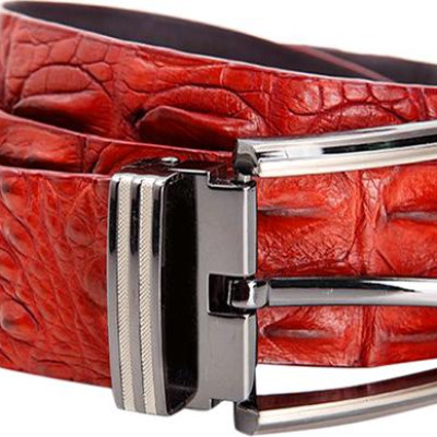 Thắt Lưng Nam Da Cá Sấu Gai Đuôi Đầu Kim Bản Lớn Huy Hoàng HT4717 - Nâu Đỏ