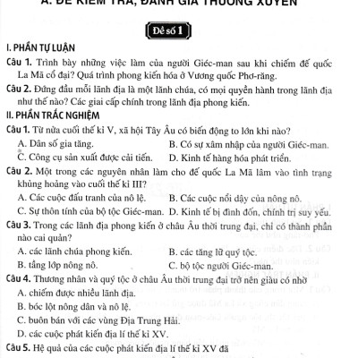 Đề Kiểm Tra Đánh Giá Lịch Sử Lớp 7 (Dùng Chung Cho Các Bộ SGK Hiện Hành)  - HA