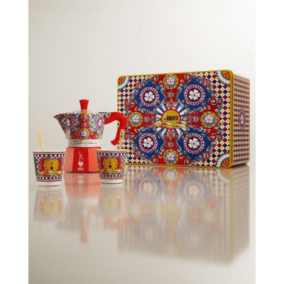 Set quà tặng ấm pha cafe BIALETTI DOLCE&GABBANA MOKA EXPRESS, LY VÀ KHUẤY CÀ PHÊ - Hàng chính hãng