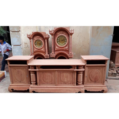 Kệ Tivi Cột Nho Gỗ Hương Đá