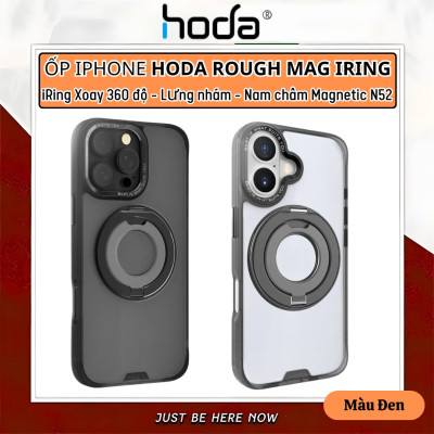 ốp lưng nhám chống sốc 2m từ tính cho iPhone 16 Pro Max / iP 16 pro hiệu HODA Magnetic Rough iring Xoay 360 độ, giá đỡ, sạc không dây nam châm N52, chống bám vân tay - Hàng nhập khẩu