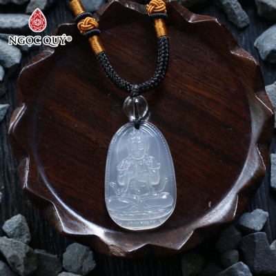 Dây chuyền phật bản mệnh đá mã não trắng mệnh thủy, kim - Ngọc Quý Gemstones