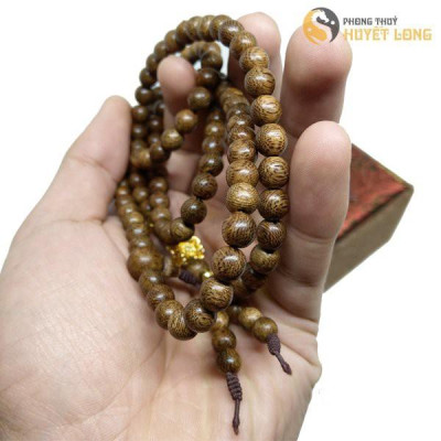 Chuỗi Trầm Hương Tốc 108 Hạt Mix Hoa Sen, Chuỗi Trầm Hương Quấn Tay Phong Thủy