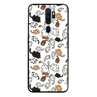 Ốp lưng dành cho Oppo A5 ( 2020 ) - A9 ( 2020 ) - Find X2 - F11 Pro mẫu Họa Tiết Mèo Nền Trắng