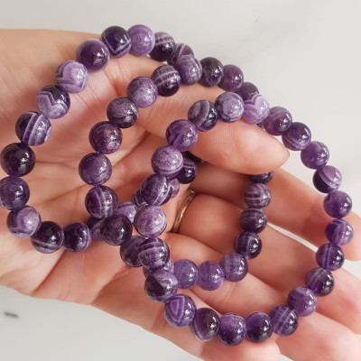 Vòng tay nữ đá thạch anh tím vân mới 8mm mệnh hỏa mệnh thổ rẻ đẹp Vòng đeo tốt sức khỏe, tim mạch, may mắn thuận lợi công việc cuộc sống ạ