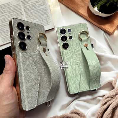 Ốp Lưng Cho Samsung S25 Ultra / S24 Ultra Ví Da Có Quai Xỏ Tay + Dây Đeo Dài - BUM STORE GALAXY CASE