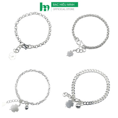 Lắc Tay Cho Bé Bạc Ta Cỏ 4 Lá Chính Hãng Bạc Hiểu Minh LTE564