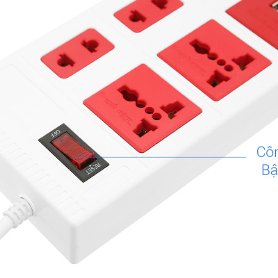 Ổ cắm điện Điện Quang 5 lỗ 2 USB 5m ECO ĐQ ESK 5WR 5ECO 2A