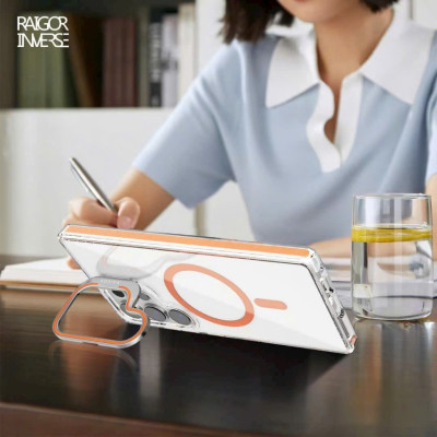 Ốp Lưng cho Samsung Galaxy S25 Ultra Trong Suốt Kiêm Giá Đỡ Raigor Inverse Rita Case Hỗ Trợ Sạc Không Dây Magnetic Viền Chống Sốc - Hàng chính hãng