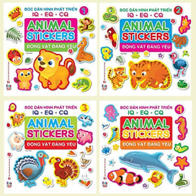 Sách Dán Hình - Bóc Dán Hình Động Vật Đáng Yêu - Animal Stickers - Combo 4 Cuốn - Việt Thư