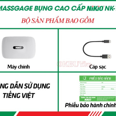 Máy Massage Bụng Cao Cấp Nikio NK-166DC - Công Nghệ Xoa Bóp Kết Hợp Nhiệt Hồng Ngoại, Động Cơ Matxa Kép, 3 Cường Độ Tùy Chỉnh, Pin Sạc Tiện Mang Đi Xa