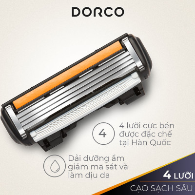 DORCO PACE 4 - Combo Dao Cạo Râu Hàn Quốc 4 Lưỡi - Bộ Gồm 2 Hộp Mỗi Hộp Gồm 1 Cán và 9 Đầu Cạo