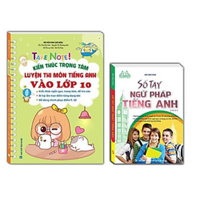 Sách - Take Note - Kiến Thức Luyện Thi Môn Tiếng Anh Vào Lớp 10 - Không Lò Xo + Sổ Tay Ngữ Pháp Tiếng Anh - Minh Thắng