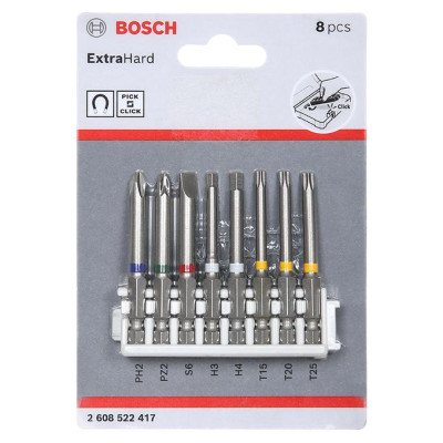 BỘ VẶN VÍT EXTRA HARD 65MM PH2 PZ SL6 T15,20,25, H3,4 (8 MÓN) BOSCH 2608522417 - HÀNG CHÍNH HÃNG