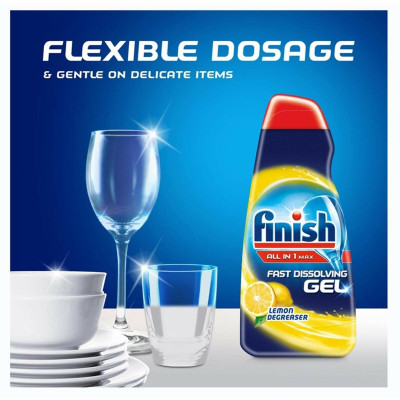 Gel rửa chén hòa tan nhanh Finish All in 1 Max Lemon, 700 ml - EU