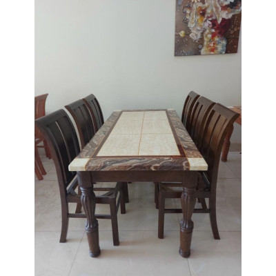 Bàn ăn 6 ghế bàn tràn mặt đá