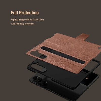 Bao Da Chống Sốc Cho Samsung Galaxy Z Fold 5/ Z Fold 6 với Ngăn Đựng S-Pen - Nillkin Aoge Leather Cover Case có ngăn đựng S-Pen hiệu Nillkin (bảo vệ máy cực tốt, chất liệu da thật cao cấp, thiết kế thời trang cá tính) - Hàng nhập khẩu