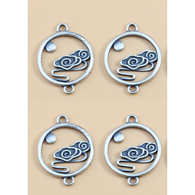 Combo 4 cái charm bạc khóa kết vòng hình mây mờ - Ngọc Quý Gemstones