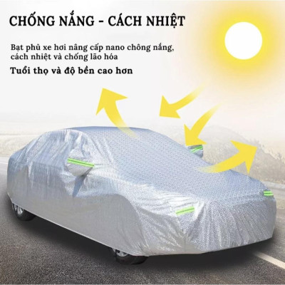 Bạt trùm phủ ô tô xe hơi 3 lớp tráng nhôm cao cấp chống xước chống nắng mưa chống bụi bẩn bảo vệ xe 4 chỗ 5 chỗ 7