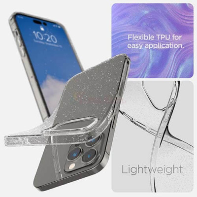 Ốp lưng chống sốc hỗ trợ sạc không dây Spigen Liquid Crystal Glitter iP 14/14 Plus/14 Pro/14 Pro Max - Hàng chính hãng