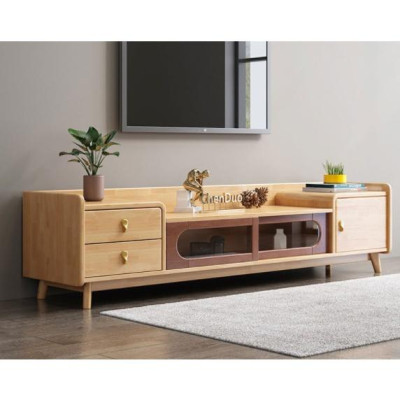 Kệ tủ tivi Bắc Âu gỗ cao su thanh lịch, giá tốt TVS-02