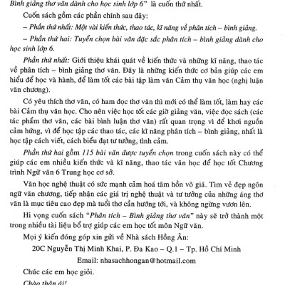 Sách tham khảo- Phân Tích Bình Giảng Thơ Văn Lớp 6 (Dùng Chung Cho Các Bộ SGK Mới Hiện Hành)_HA