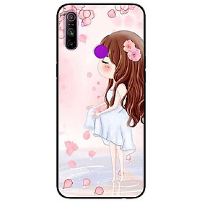 Ốp lưng dành cho Realme C3 mẫu Cô Gái Váy Trắng Nền Hoa Đào