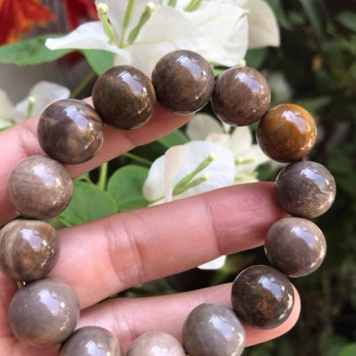 Vòng Gỗ Hóa Thạch Màu Vân Tự Nhiên Bóng Đẹp  Nam Đeo 14mm Màu Nâu Sáng Bóng Vàng Nhẹ  Nam đeo vào tay đẹp sang tốt rẻ nữa ạ