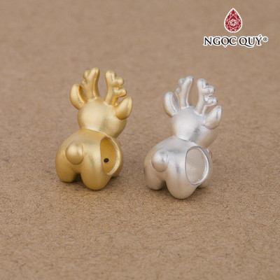 Charm bạc tuần lộc giáng sinh xỏ ngang - Ngọc Quý Gemstones