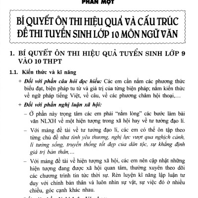 Hướng Dẫn Ôn Tập Hiệu Quả Kì Thi Tuyển Sinh Vào Lớp 10 - Môn Ngữ Văn