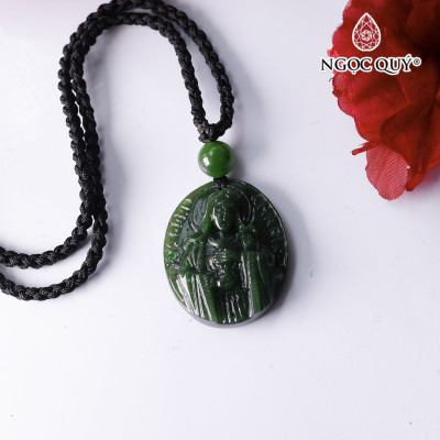 Mặt dây chuyền mẹ maria đá ngọc bích 32x27x8mm mệnh hỏa, mộc - Ngọc Quý Gemstones