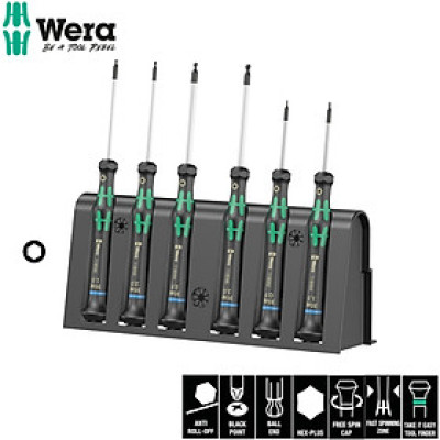 Bộ tua vít điện tử 6 cái lục giác 2052/6 Hexagon kèm giá treo Wera 05118156001
