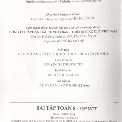 Bài Tập Toán 8 - Tập 1 (Cánh Diều) (2023)