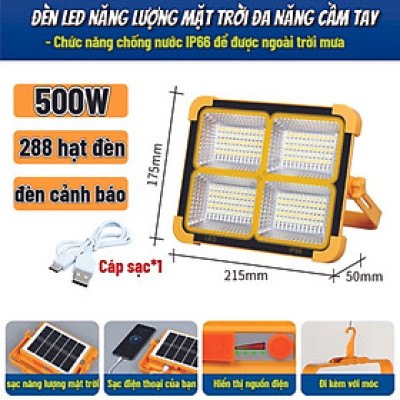Đèn LED ngoài trời năng lượng mặt trời đèn cắm trại có thể sạc lại Mất điện khẩn cấp Không dây di động chợ đêm