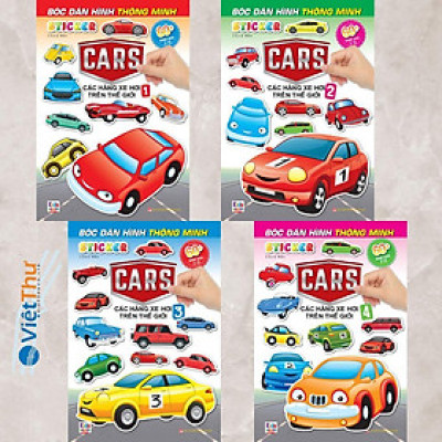 Sách - Bóc Dán Hình Sticker Thông Minh - Cars: Các Hãng Xe Hơi Trên Thế Giới - Combo 4 Cuốn - Việt Thư