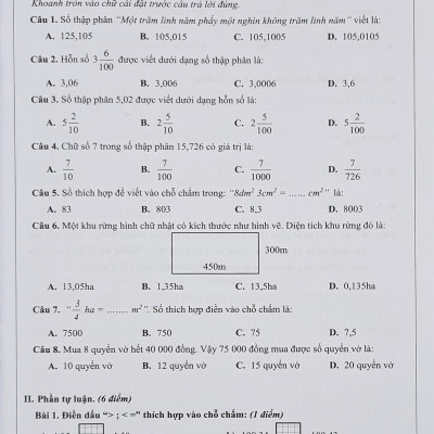 Sách - Đề kiểm tra Toán 5 học kì I