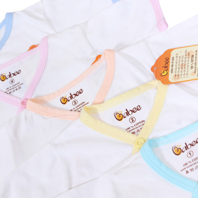 Bộ sơ sinh 100% Cotton cổ tim ngắn viền màu BABIBOO - BBC15