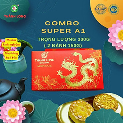 Hộp Bánh Trung Thu 2 bánh 1 trứng 150g - Combo Super A1 - Thành Long (300g) - VIỆT NAM