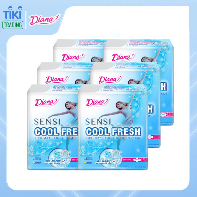 Bộ 6 Gói Băng Vệ Sinh Diana SenSi Cool Fresh Siêu Mỏng Cánh (8 Miếng/Gói)