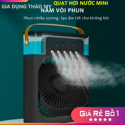 Quạt hơi nước mini, phun sương tạo ẩm 5 đầu làm mát để bàn (Tặng kèm món quà tri ân) - Hàng chính hãng